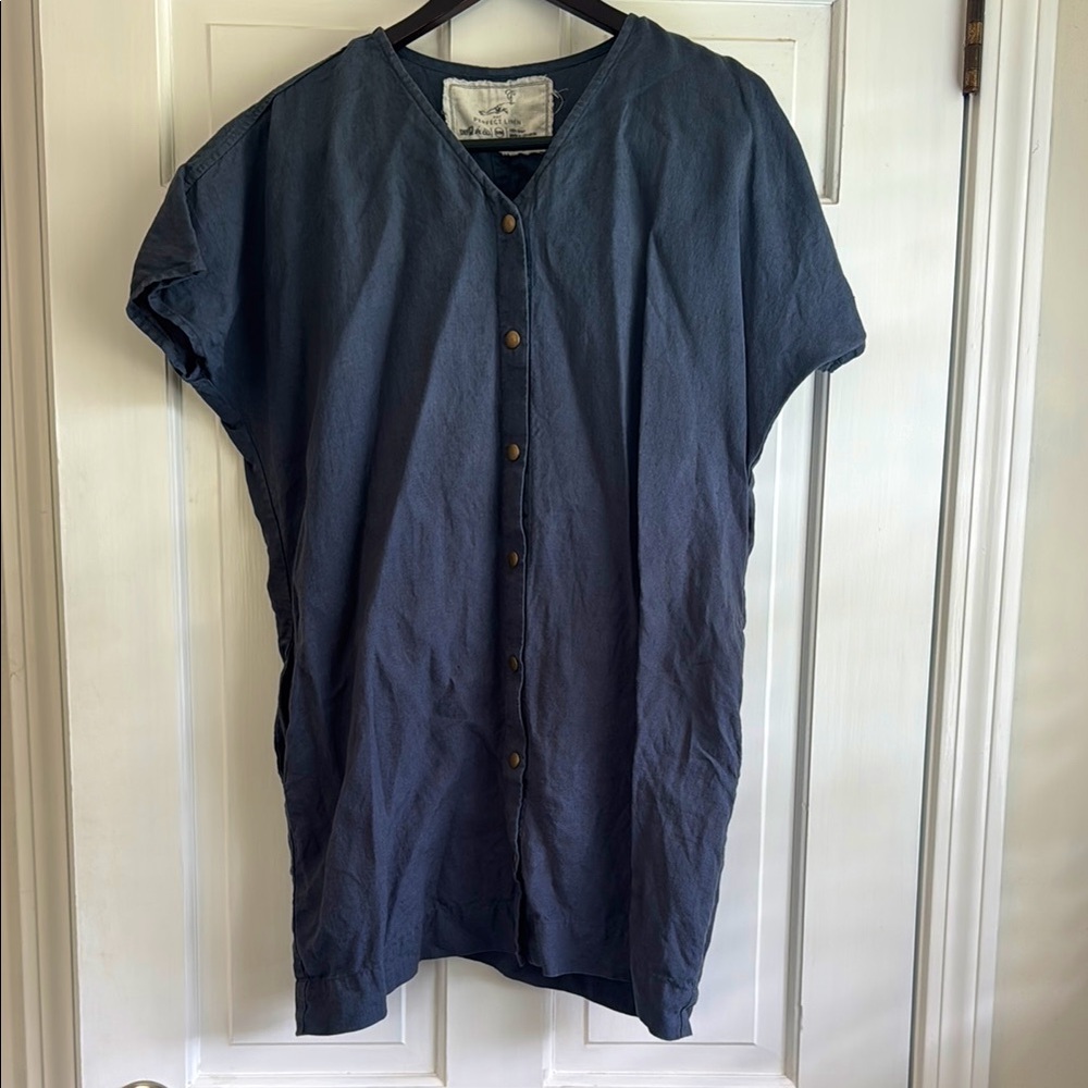 notPERFECTLINEN cofete dress in dark gray blue